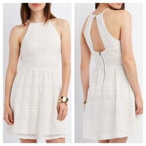 Charlotte Russe white crochet skater dress, XS